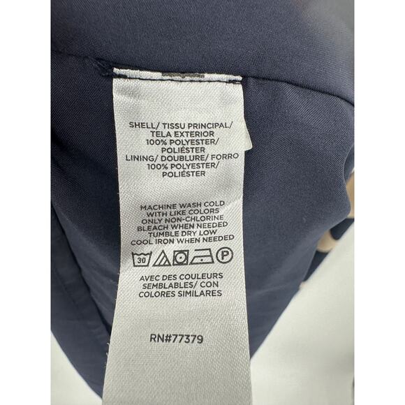 Ann Taylor Women Navy Blue Cream Leafed Midi Dress Size 2 Flare Office Career - Picture 7 of 7